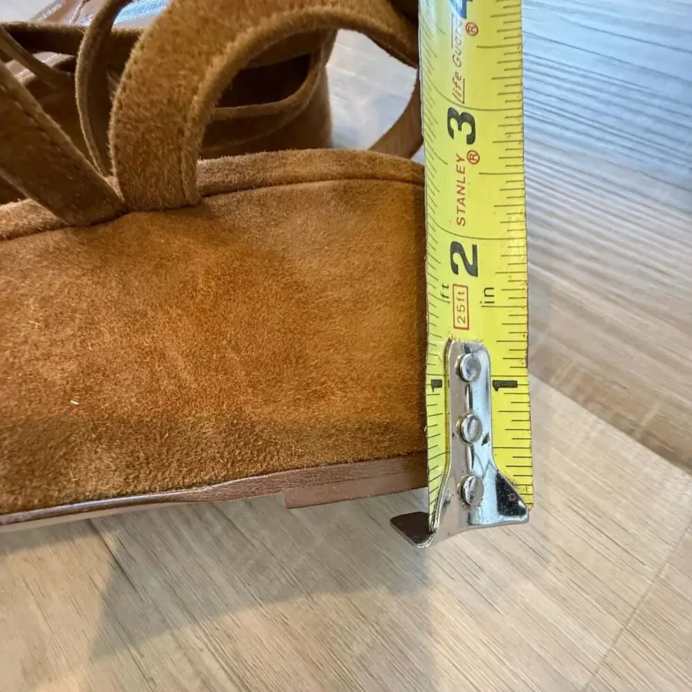Sandals Aquazzura Firenze Beaded Suede Platform Wedge Sandals Size 38.5